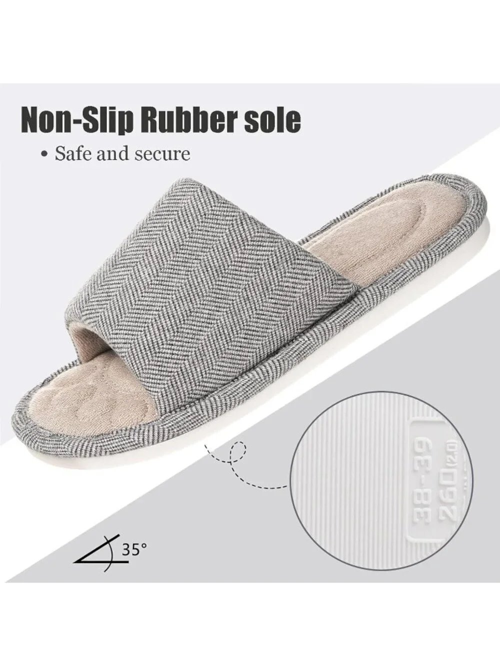 Men's Dark Grey Slippers Breathable Slip-on Indoor Slippers Washable Home Shoes